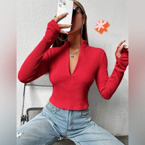 SHEIN | ezwear | Cropped Long Sleeve w/ thumb hole - Picture 1 of 4